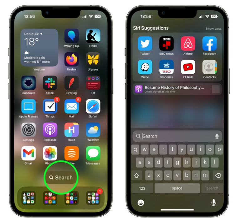 资中苹果手机维修分享升级到 iOS 16 后，如何删除主屏幕上的搜索按钮 