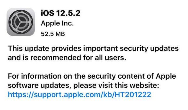 资中苹果手机维修分享iOS12.5.2发布，建议所有老苹果用户安装 